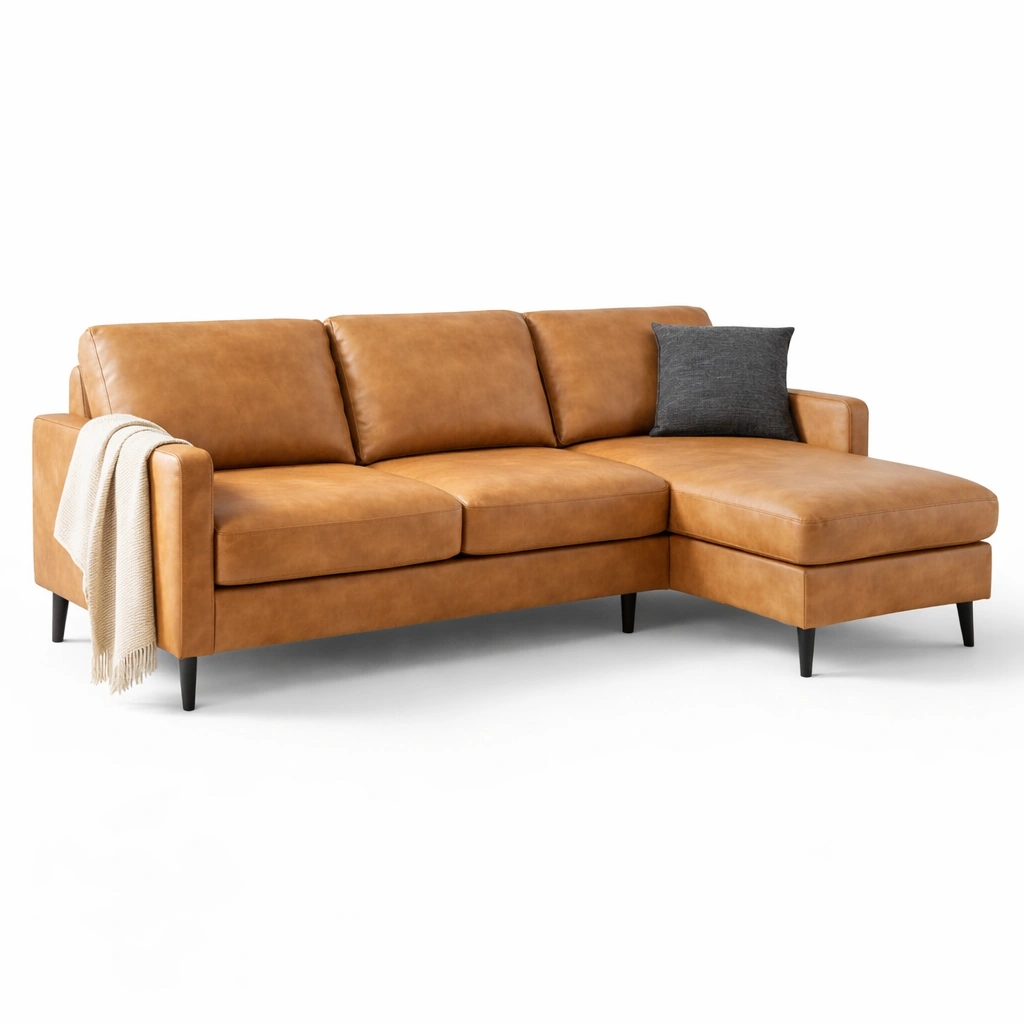 Ecksofa aus Kunstleder Braun-kenvorio